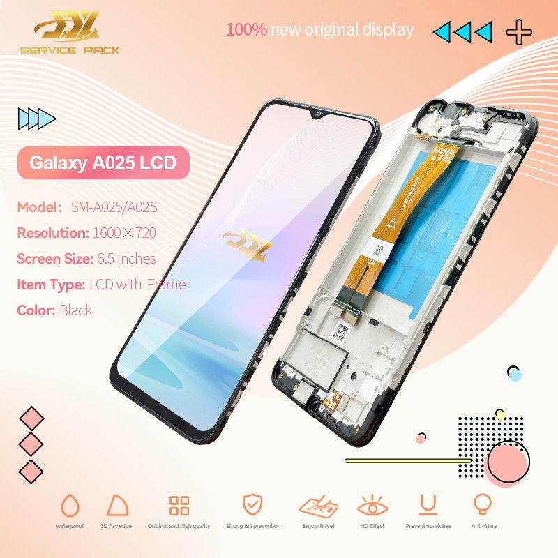 100% Ελεγχόμενη QC A02S LCD Αντικατάσταση Αντικατάστατη Τσάντα Πακέτο Μαύρη κινητή οθόνη LCD